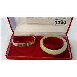 JADE BANGLE AND CARTIER BANGLE