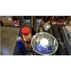 ALADDIN AND THERMOS STAINLESS STEEL DRINK THERMOSES