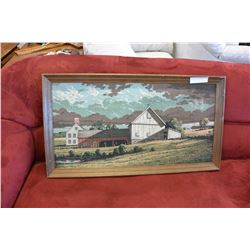 FRAMED FARM SCENE TAPESTRY