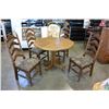 Image 2 : ROUND OAK DINING TABLE WITH 4 LADDER BACK CHAIRS