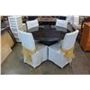 Image 1 : ROUND BLACK MARBLE DINING TABLE AND 4 WHITE CHAIRS