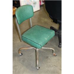 VINTAGE GREEN LEATHER OFFICE CHAIR