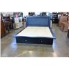 Image 2 : BLACK QUEENSIZE BEDFRAME WITH LEATHER HEADBOARD AND UNDERBED STORAGE
