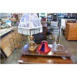 VINTAGE LAMP W/ SHADE AND GLASS TABLE LAMP W/ SHADE