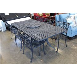 umbrella lazy susan patio arm chairs iron cast stand table
