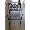 Image 8 : BLACK CAST IRON PATIO TABLE AND 6 ARM CHAIRS, LAZY SUSAN AND UMBRELLA STAND