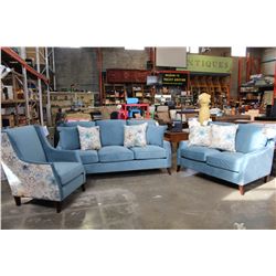 NEW COMFORTLAND MODERN 3 PIECE SOFA SET, WITH ACCENT CHAIR, GEL AND FEATHER DOWN REMOVABLE CUSHIONS 