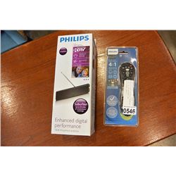 NEW PHILIPS PORTABLE ENHANCED DIGITAL HD ANTENNA AND UNIVERSAL REMOTE