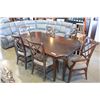 MODERN ESPRESSO TABLE, LEAF, AND 6 CHAIRS