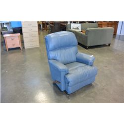 BLUE LEATHER RECLINER CHAIR