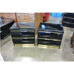 PAIR OF BLACK LAQUER 2 DRAWER NIGHTSTANDS