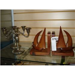 SAILBOAT BOOKENDS AND CANDELABRAS