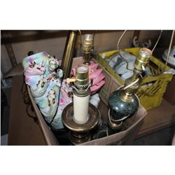 BOX OF VINTAGE LAMPS