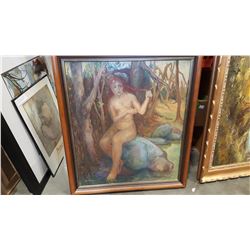 SIGNED OIL ON CANVAS YOUNG GIRL AFTER BATH
