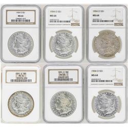 Lot of (4) 1904-O $1 Morgan Silver Dollar Coins NGC MS64