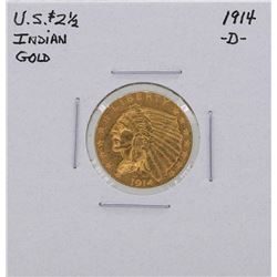 1914-D $2 1/2 Indian Head Quarter Eagle Gold Coin