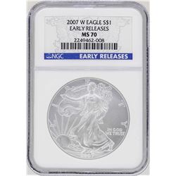 2007-W $1 American Silver Eagle Coin NGC MS70 Early Releases
