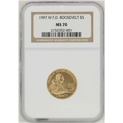 1997-W $5 F.D. Roosevelt Commemorative Gold Coin NGC MS70