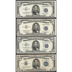Lot of 1934C & (3) 1953A $5 Silver Certificate Notes