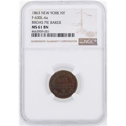 1863 Broas Pie Baker Civil War Token NGC MS61BN
