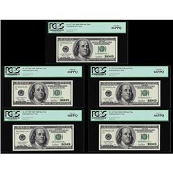 Lot of (5) Consecutive 2001 $100 Federal Reserve STAR Notes PCGS Gem New 66PPQ