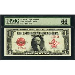 1923 $1 Legal Tender Note Fr.40 Low Serial PMG Gem Uncirculated 66EPQ