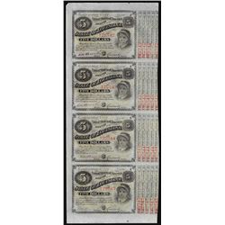 Uncut Sheet of (4) State of Louisiana Baby Bond Obsolete Notes