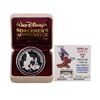 Image 1 : 1987 Disney Mickey Mouse Sorcerer's Apprentice 1 oz .999 Fine Silver Round w/Box