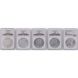 Lot of 2013-2017 $1 American Silver Eagle Coins NGC MS69