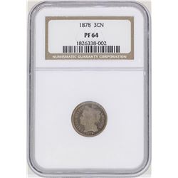 1878 3 Cent Nickel Proof Coin NGC PF64