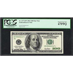 2001 $100 Federal Reserve STAR Note PCGS Superb Gem New 67PPQ