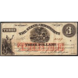 1864 $3 The State of Mississippi Obsolete Note