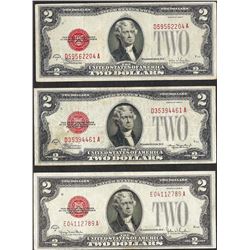 Lot of (3) 1928 $2 Legal Tender Notes