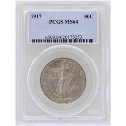 1917 Walking Liberty Half Dollar Coin PCGS MS64
