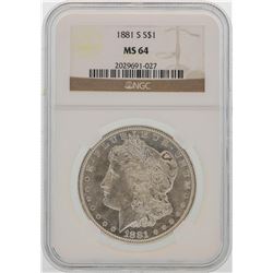 1881-S $1 Morgan Silver Dollar Coin NGC MS64