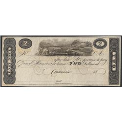 1800's $2 Cincinnati Obsolete Post Note