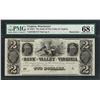 Image 1 : 1840's $2 Bank of the Valley in Virginia Obsolete Note PMG Superb Gem Unc. 68EPQ