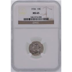 1936 Mercury Dime Coin NGC MS65
