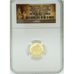 2014 $5 Canada Woolly Mammoth Gold Coin NGC PF70 Ultra Cameo