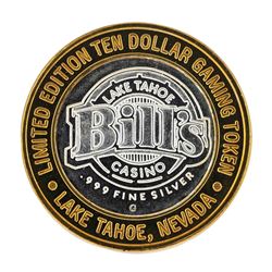 .999 Silver Bill's Casino Lake Tahoe, Nevada $10 Casino Limited Edition Gaming T