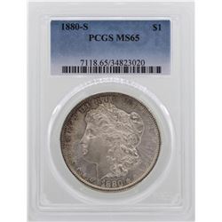 1880-S $1 Morgan Silver Dollar Coin PCGS MS65
