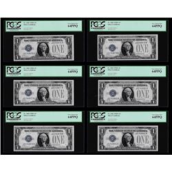 (6) Consecutive 1928A $1 Funnyback Silver Certificate Notes PCGS Very Choice New