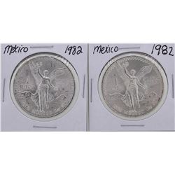 Lot of (2) 1982 Mexico 1 Oz Liberated Silver Coins