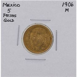 1906M Mexico 5 Pesos Gold Coin