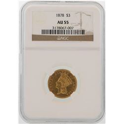 1878 $3 Indian Princess Head Gold Coin NGC AU55