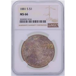 1881-S $1 Morgan Silver Dollar Coin NGC MS66 Amazing Toning