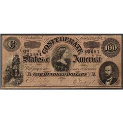 1864 $100 Confederate States of America Note