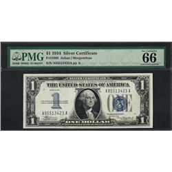 1934 $1 Funnyback Silver Certificate Note Fr.1606 PMG Gem Uncirculated 66EPQ