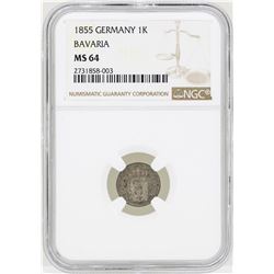 1855 Germany Kreuzer Bavaria Coin NGC MS64