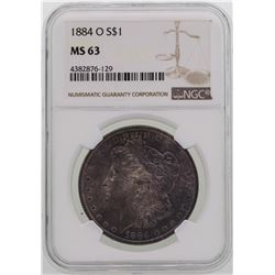1884-O $1 Morgan Silver Dollar Coin NGC MS63 NICE TONING